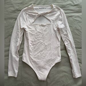 Abercrombie & Fitch Cream Long Sleeve Bodysuit